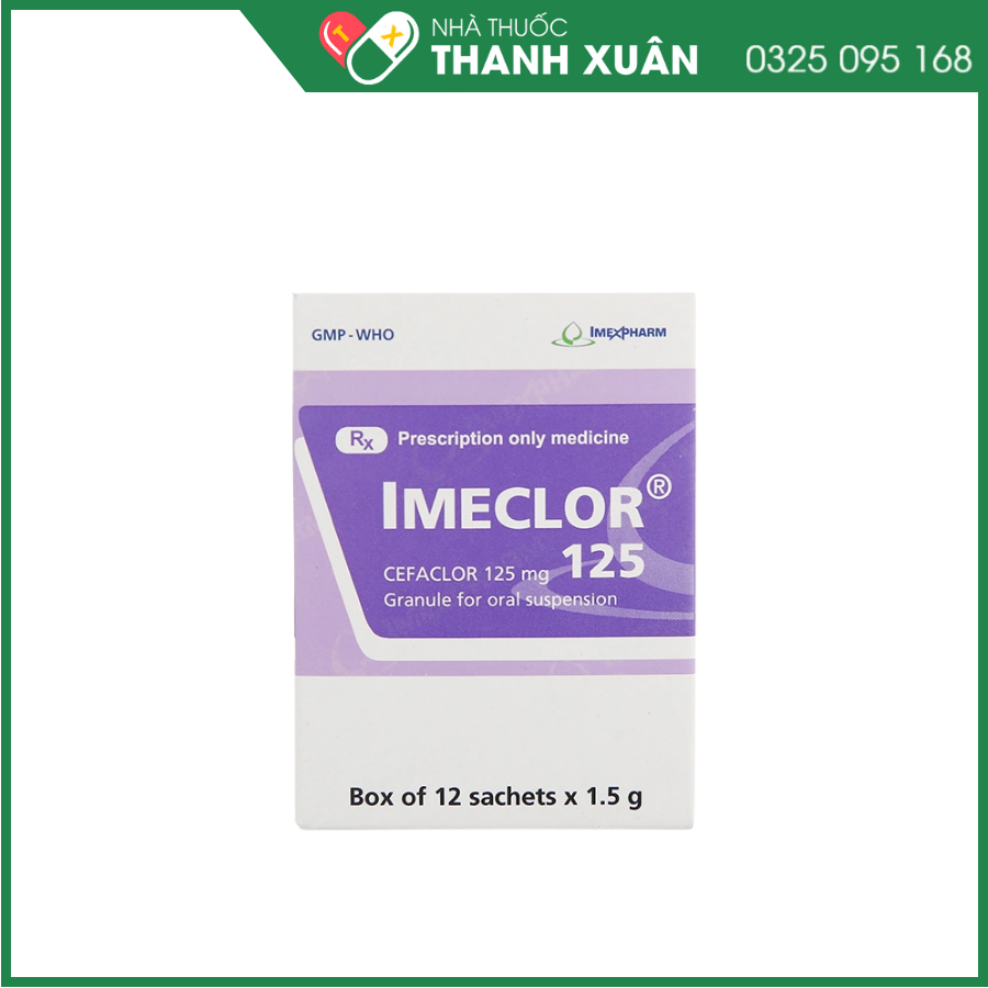 Cốm pha hỗn dịch uống Imeclor 125 trị nhiễm khuẩn